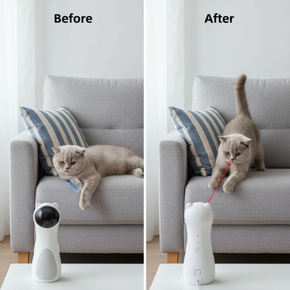 Automatic Laser Cat Toy with Spinning Laser and Smart Timer -Interactive Play Mode, Adjustable Speed,15-Minute Timer,USB/Battery